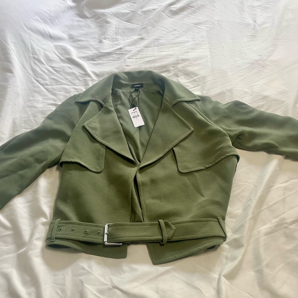 Express Belted Cropped Moto Jacket